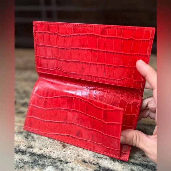 Vintage Karen Kallan embossed leather red check book cover - Picture 6 of 9